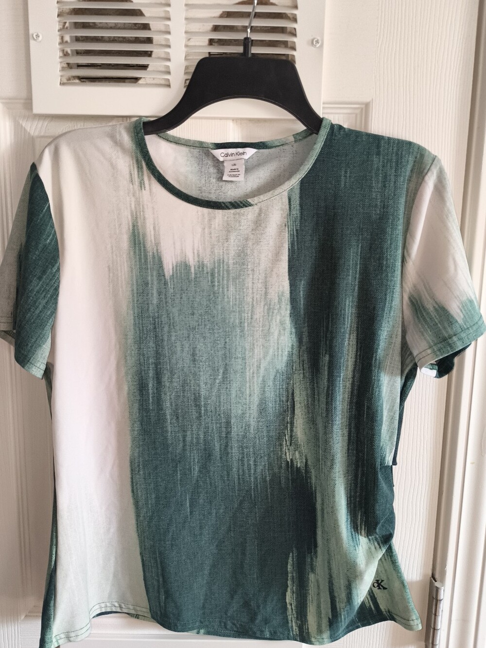 Calvin Klein Abstract Green Print Top Ruched